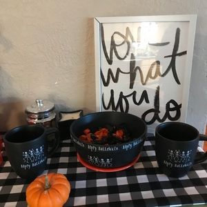 Rae Dunn Halloween Bowl and 2 Mugs